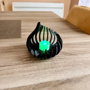 Photophore design en forme de flamme Ignis imprimé en 3D couleur noir pailleté par 3DWorlds.